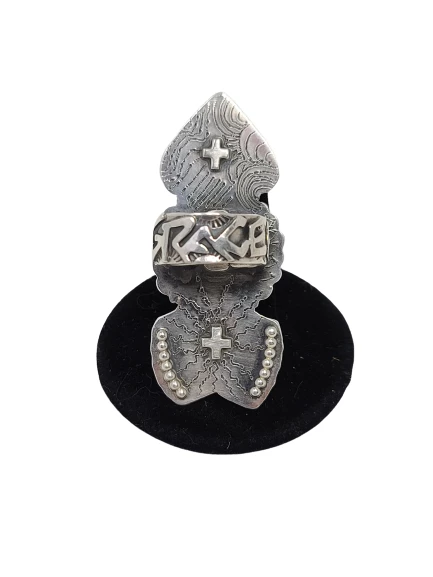 Best Pirce 𧨠Kathy Sands Jewelry 3 Tier Arrow Ring W/Nickels & Turquoise Stone π 4 Kathy Sands Jewelry 3 Tier Arrow Ring W/Nickels & Turquoise Stone