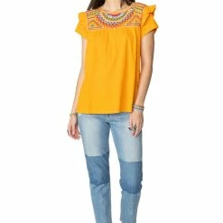 Double D Ranch Wear - Folk Foray Collection Palomita Top Tops