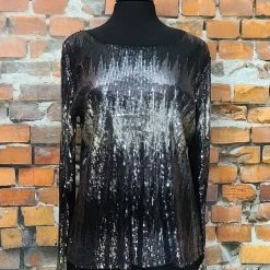 The Sparkling Spur TIFFIANY'S CLOSET Sequined Crew Neck Top
