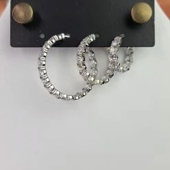 The Sparkling Spur Medium Round CZ Diamond Hoop Earrings