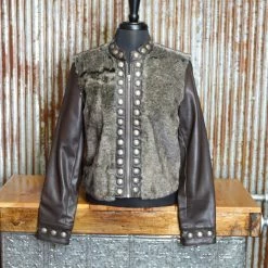 Double D Ranch Wear Leather & Faux Fur Jacket