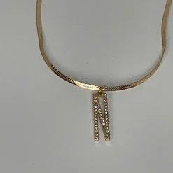 The Sparkling Spur Jewelry Rhinestone Initial On Snake Chain Necklace (Variety)