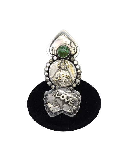 Best Pirce 𧨠Kathy Sands Jewelry 3 Tier Arrow Ring W/Nickels & Turquoise Stone π 3 Kathy Sands Jewelry 3 Tier Arrow Ring W/Nickels & Turquoise Stone