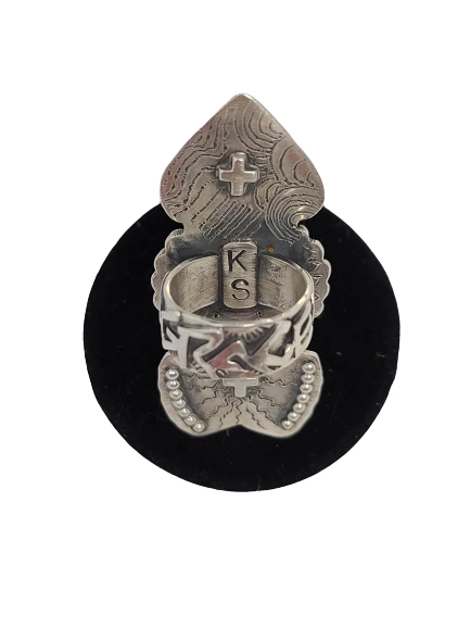 Best Pirce 𧨠Kathy Sands Jewelry 3 Tier Arrow Ring W/Nickels & Turquoise Stone π 5 Kathy Sands Jewelry 3 Tier Arrow Ring W/Nickels & Turquoise Stone