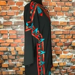Roja Sheer Black Tunic With Bold Colored Embroidery TIFFIANY'S CLOSET