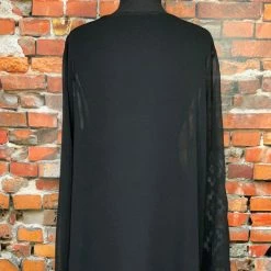 Double D Ranch Sheer Black Top With Embroidery