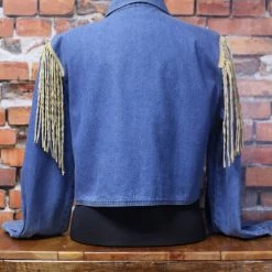 Double D Ranch Wear TIFFIANY'S CLOSET Denim Jacket With Hair Pipe Bones