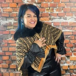 Oo La La Letter Pattern Short Cape With Fox Collar New Arrivals