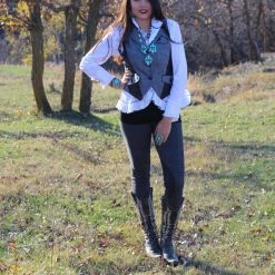 Tasha Polizzi Bottoms Herringbone Equestrian Pant - Black/Grey