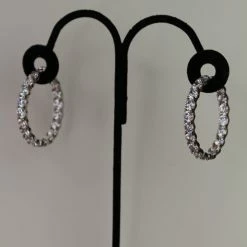The Sparkling Spur Medium Round CZ Diamond Hoop Earrings