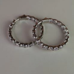 The Sparkling Spur Large Round CZ Diamond Hoop Earrings