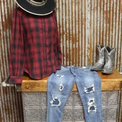 Judy Blue Bottoms Pinstripe Patch Skinny Jeans