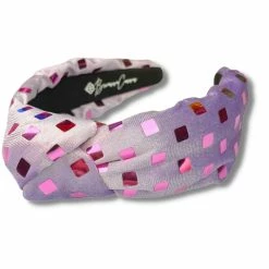Brianna Cannon Velvet Knotted Headband With Metallic Squares New Arrivals