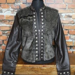 Double D Ranch Wear Leather & Faux Fur Jacket