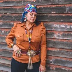 Teton Trade Cloth Elias Not Afraid - Satin Scarf Geometric Hats/Headbands/Scarves/Gloves