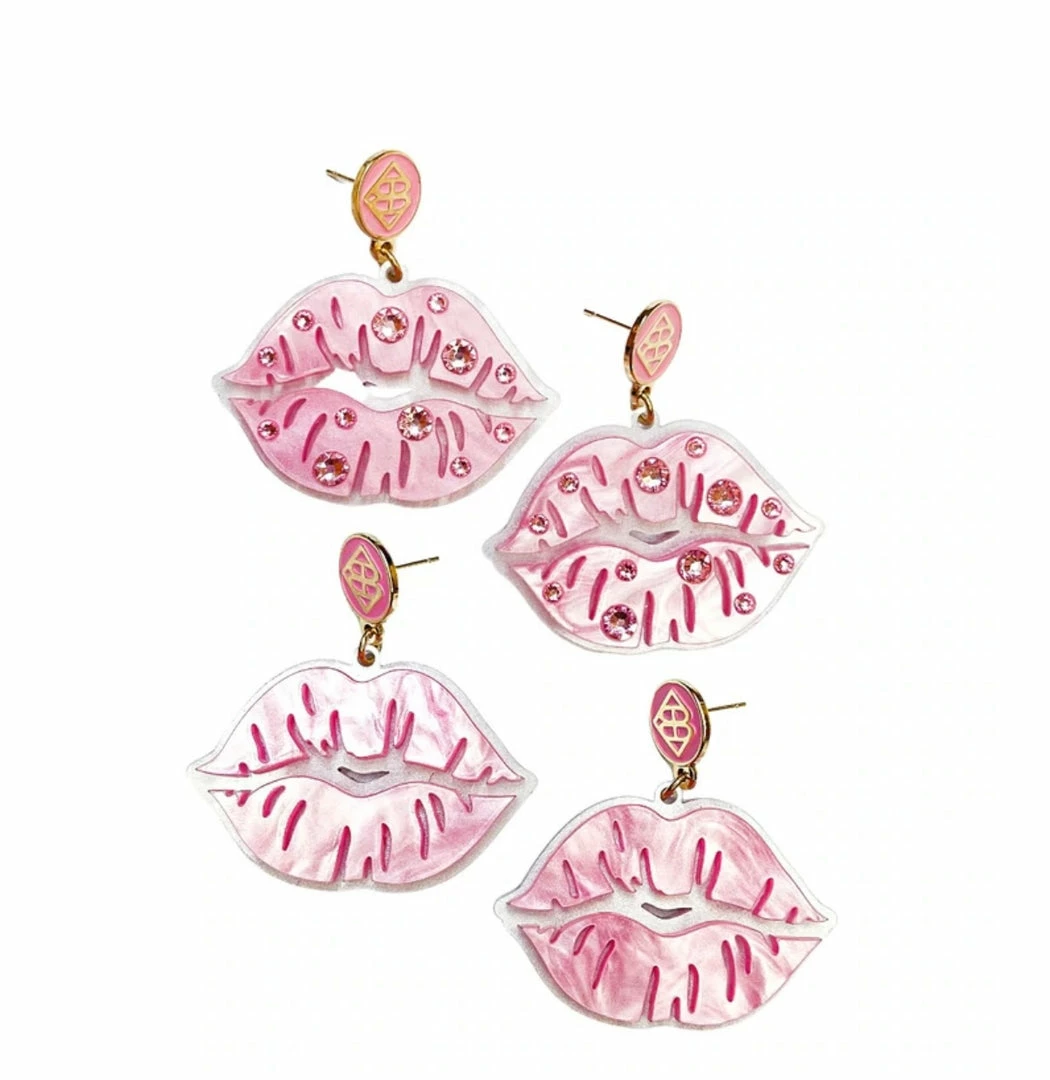 Coupon 🎉 Brianna Cannon Pink Pearl Lips Earrings With Stones Jewelry ⭐ 3 Brianna Cannon Pink Pearl Lips Earrings With Stones Jewelry