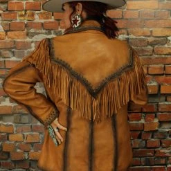 Roja TIFFIANY'S CLOSET Leather Jacket With Fringe & Whip Stitching