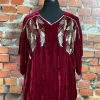Double D Ranch Wear TIFFIANY'S CLOSET Silk Blend Velvet Top With Sequin Feathers