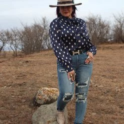 Judy Blue Bottoms Pinstripe Patch Skinny Jeans