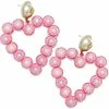 Best Sale 👍 Brianna Cannon Pink Glitter Jumbo Pearl Heart Earrings Jewelry 🧨 1 Brianna Cannon Pink Glitter Jumbo Pearl Heart Earrings Jewelry