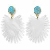 Best Sale 😍 Brianna Cannon Spray Palm Earrings - White Pearl Acrylic W/gold Plated Turquoise 🔔 2 Brianna Cannon Spray Palm Earrings - White Pearl Acrylic W/gold Plated Turquoise