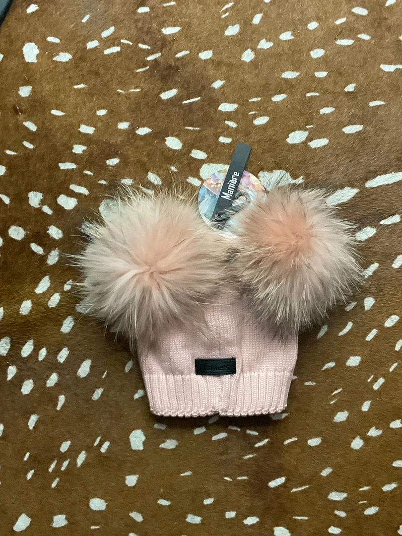 Flash Sale π Maniere Double Raccoon Fur Baby Pom Beanie Kid's Hats π 4 Maniere Double Raccoon Fur Baby Pom Beanie Kid's Hats
