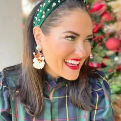 The Sparkling Spur Hats/Headbands/Scarves/Gloves Dark Green Velvet Headband With Crystals And Pearls