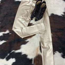 The Sparkling Spur Pleather Leggings/Gold Bottoms