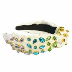 Brianna Cannon Ivory Headband With Rainbow Gradient Hand-Sewn Crystals (Mommy + Me Option) Hats/Headbands/Scarves/Gloves