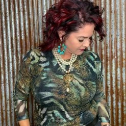 Oo La La Tops Animal Print Mesh Top