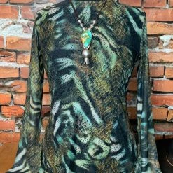 Oo La La Tops Animal Print Mesh Top