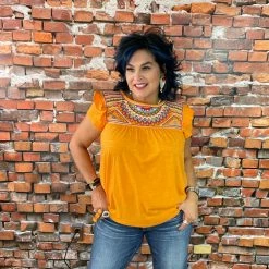 Double D Ranch Wear - Folk Foray Collection Palomita Top Tops